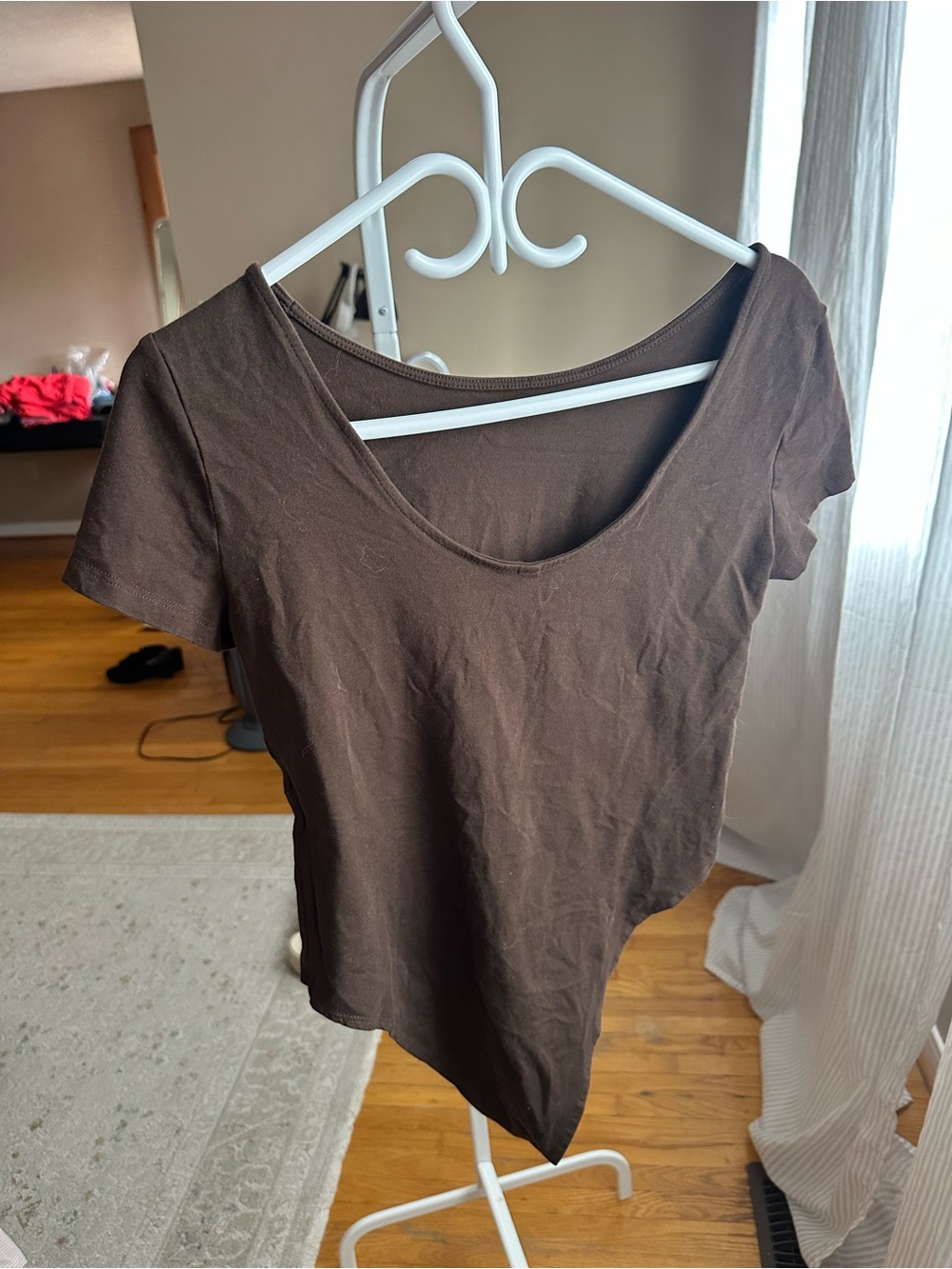 H&M Brown Scoop Neck Short Sleeve Tee